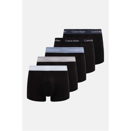 Calvin Klein ανδρικά βαμβακερά boxer 5pack σε μαύρο χρώμα με διαφορετικό χρώμα στο λάστιχο NB2734A Q5M